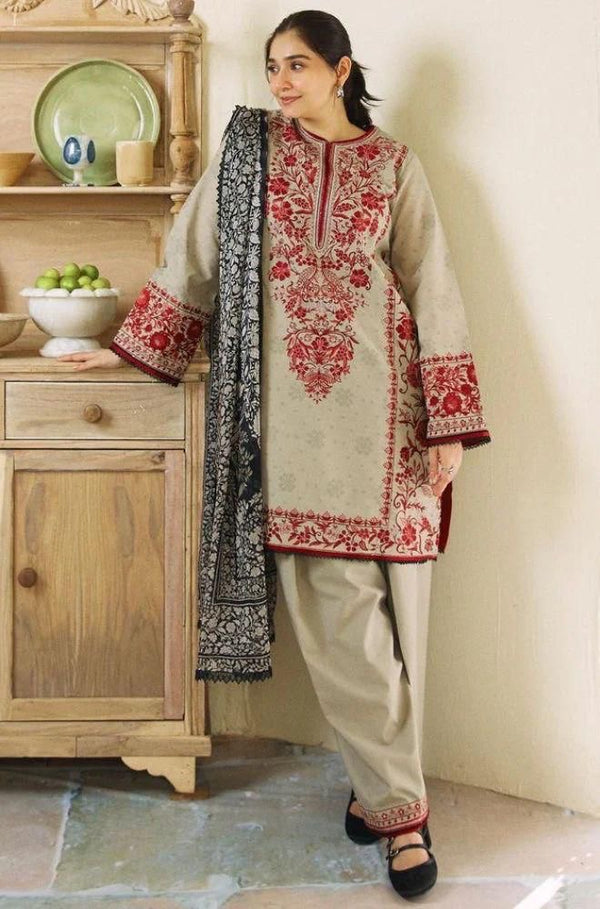 3PC EMBROIDERY LAWN DRESS