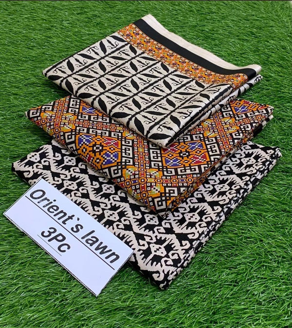 3PC PRINTED LAWN DRESS D-28